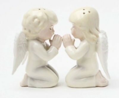ebros gift Ebros Nostalgic Praying Boy And Girl Angels Magnetic Ceramic Salt Pepper Shakers