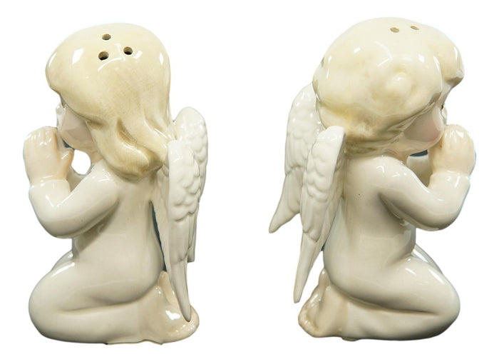 Ebros Gift Ebros Nostalgic Praying Boy And Girl Angels Magnetic Ceramic Salt Pepper Shakers Set