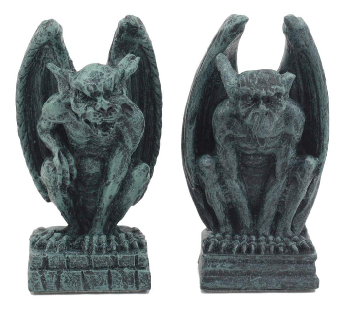 Ebros Gift Ebros Notre Dame Guardian Mini Gargoyle Statue Set Of 2 Miniature 2.5" Tall