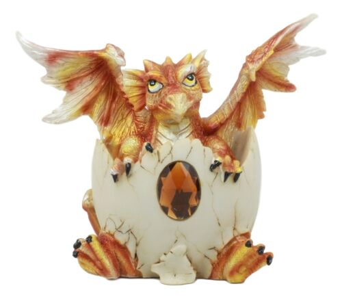 Ebros Gift Ebros November Birthstone Dragon Egg Statue 4.25" Tall Orange Topaz November Birthstone Gem Symbol Hatchling Dragon Collector Figurine