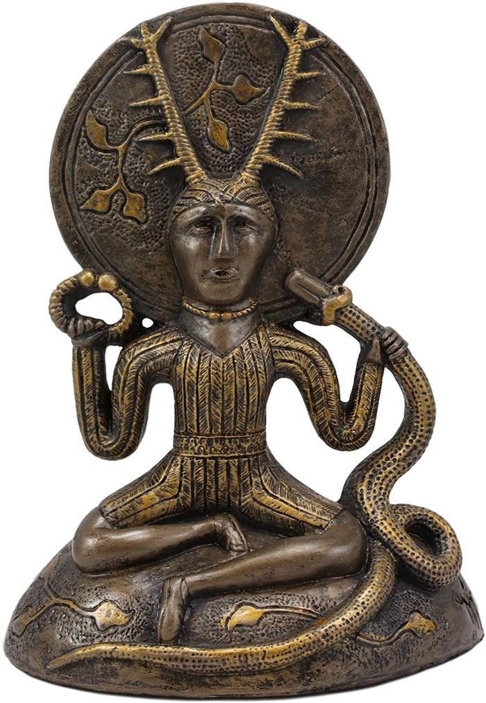 ebros gift Ebros Oberon Zell Herne Cernunnos with Deer Antlers and Earth Disc Statue 6.25"H