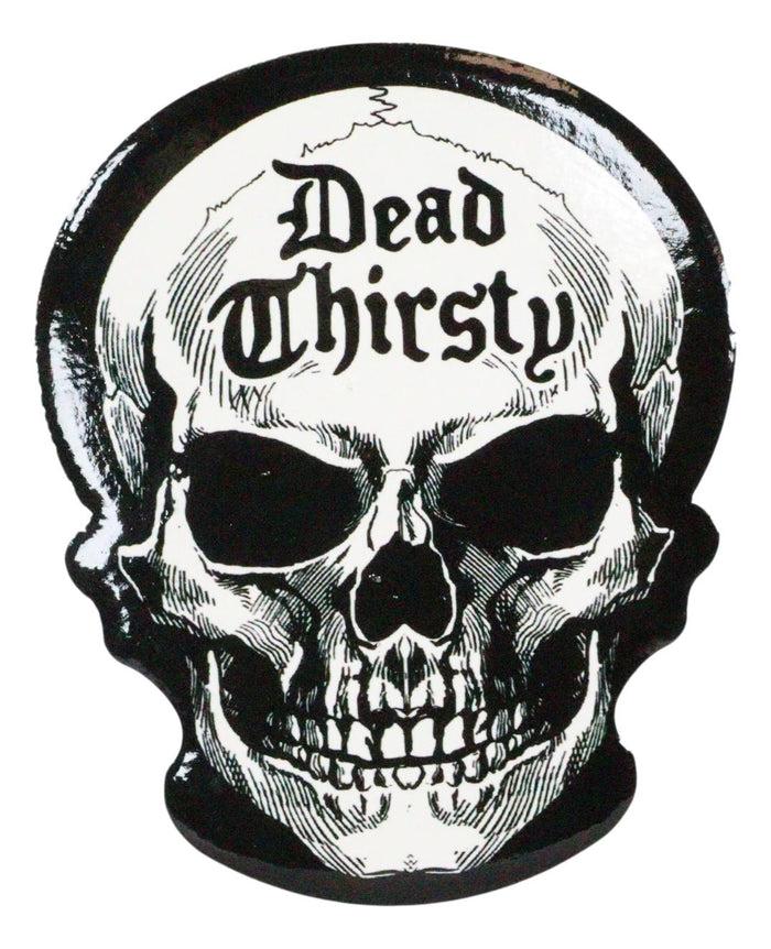 Ebros Gift Ebros Occult Alchemy Dead Thirsty Skull Evil Grin Cork Back Ceramic Coasters Set Of 4