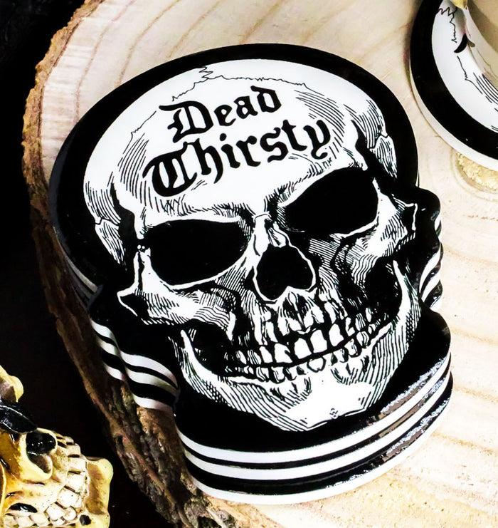 ebros gift Ebros Occult Alchemy Dead Thirsty Skull Evil Grin Cork Back Ceramic Coasters Set of 4
