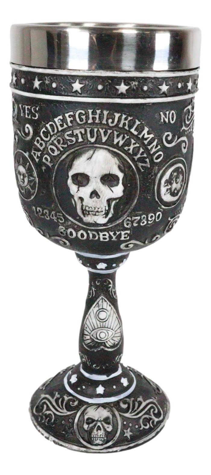 Ebros Gift Ebros Occult Gothic Alchemy Ouija Spirit Board Skulls Baroque Wine Goblet 7oz