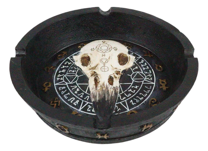 Ebros Gift Ebros Occult Pentagram Moon Wheel Of The Year Horoscope Raven Skull Ashtray Figurine