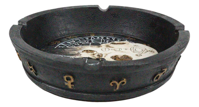 Ebros Gift Ebros Occult Pentagram Moon Wheel Of The Year Horoscope Raven Skull Ashtray Figurine