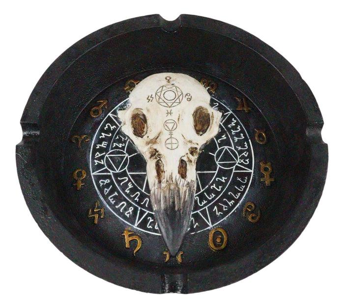 Ebros Gift Ebros Occult Pentagram Moon Wheel Of The Year Horoscope Raven Skull Ashtray Figurine