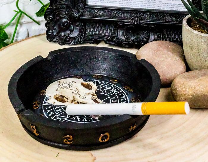 ebros gift Ebros Occult Pentagram Moon Wheel Of The Year Horoscope Raven Skull Ashtray Figurine