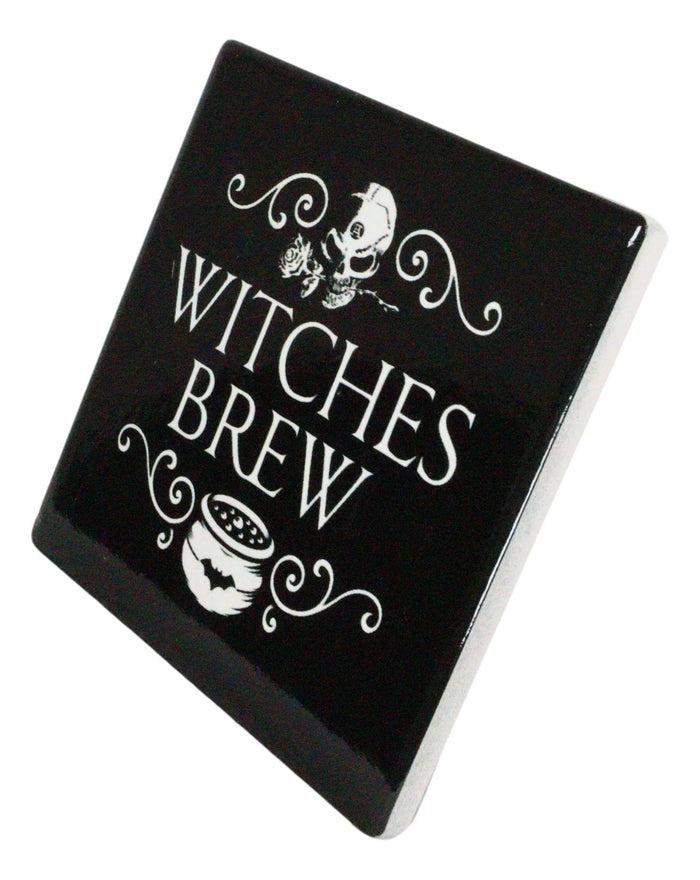 Ebros Gift Ebros Occult Witches Brew Rose Skull Cauldron Cork Backed Ceramic Coasters Set Of 4