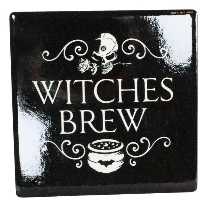 Ebros Gift Ebros Occult Witches Brew Rose Skull Cauldron Cork Backed Ceramic Coasters Set Of 4