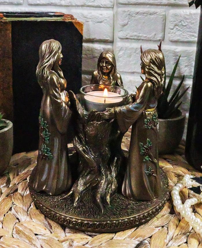 ebros gift Ebros Occultic Wiccan Triple Goddess Maiden Mother Crone Votive Candle Holder Figurine