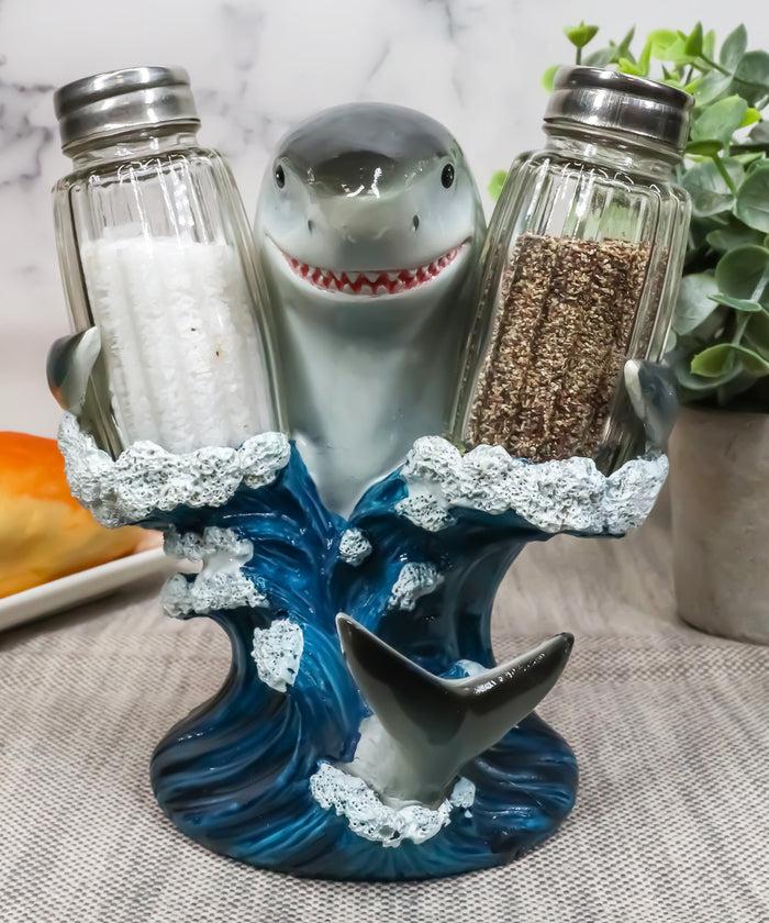 ebros gift Ebros Ocean Apex Predator Great White Shark Salt And Pepper Shakers Holder Set