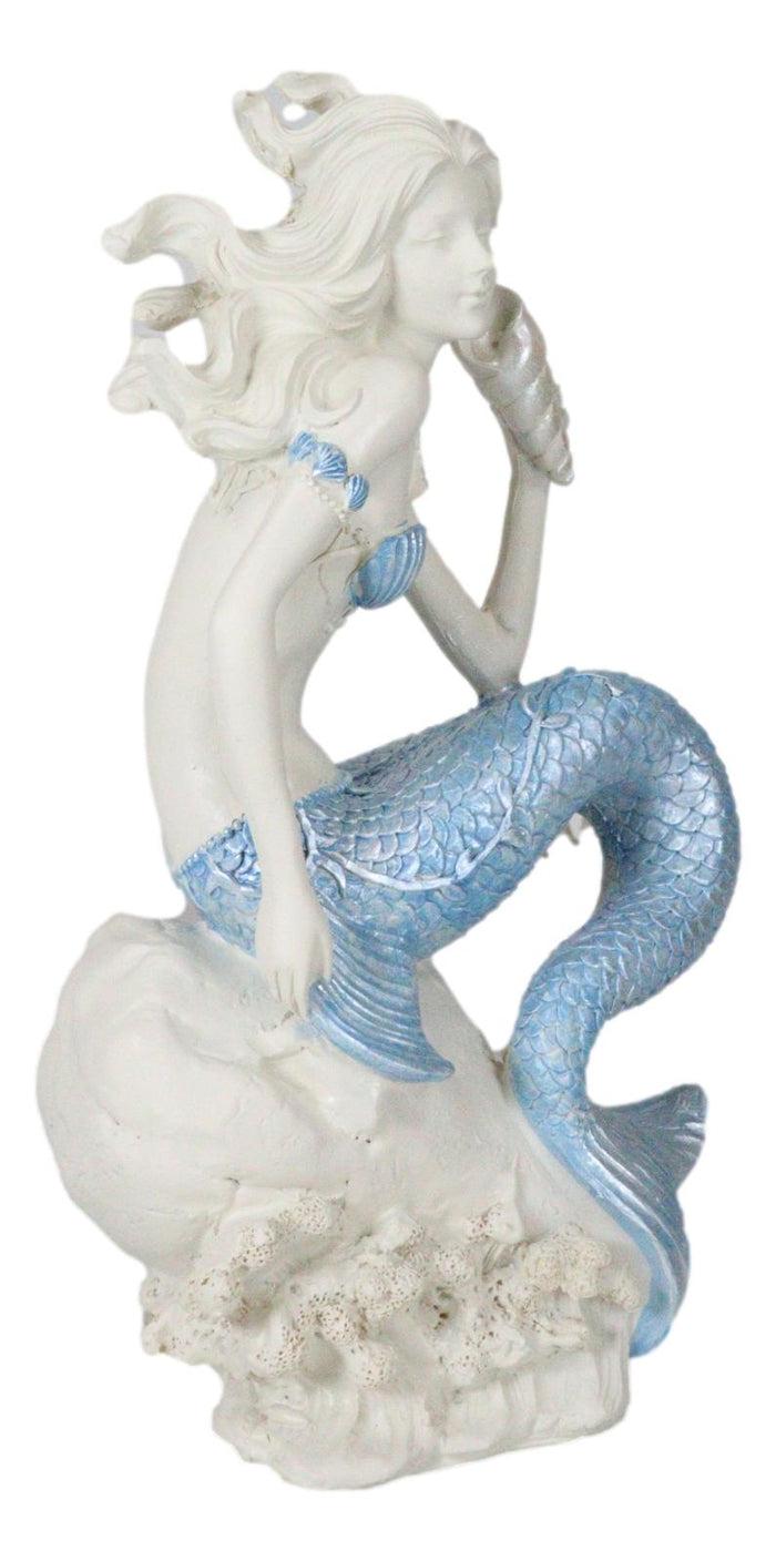 Ebros Gift Ebros Ocean Goddess Pretty Mermaid With Blue Tail Holding Conch 8"Tall Figurine
