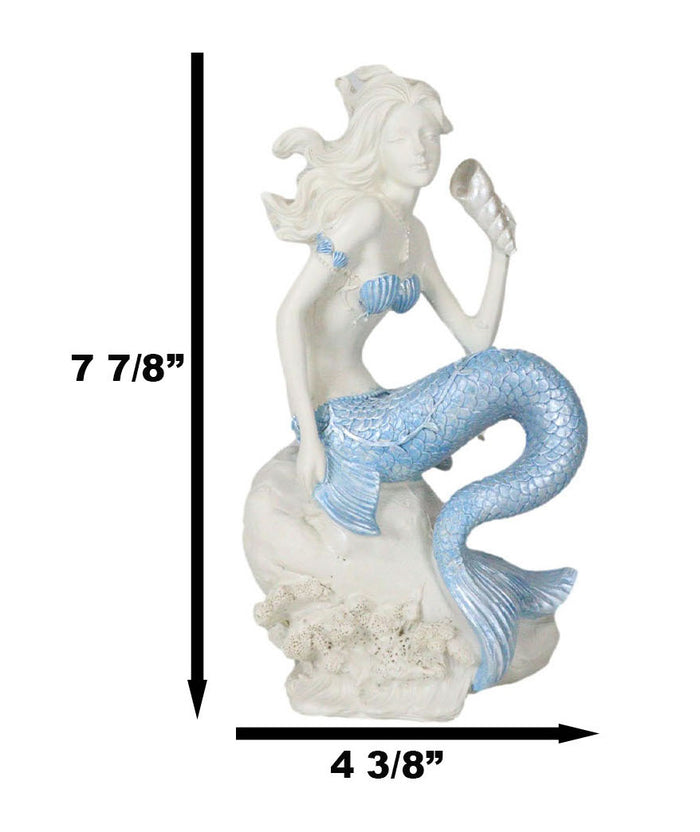 Ebros Gift Ebros Ocean Goddess Pretty Mermaid With Blue Tail Holding Conch 8"Tall Figurine