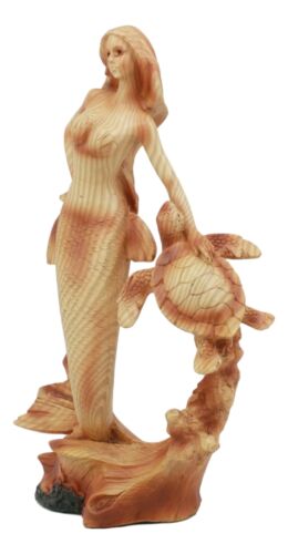Ebros Gift Ebros Ocean Marine Mermaid Princess With Sea Turtle Decor Statue In Faux Wood Resin
