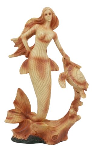 ebros gift Ebros Ocean Marine Mermaid Princess With Sea Turtle Decor Statue In Faux Wood Resin