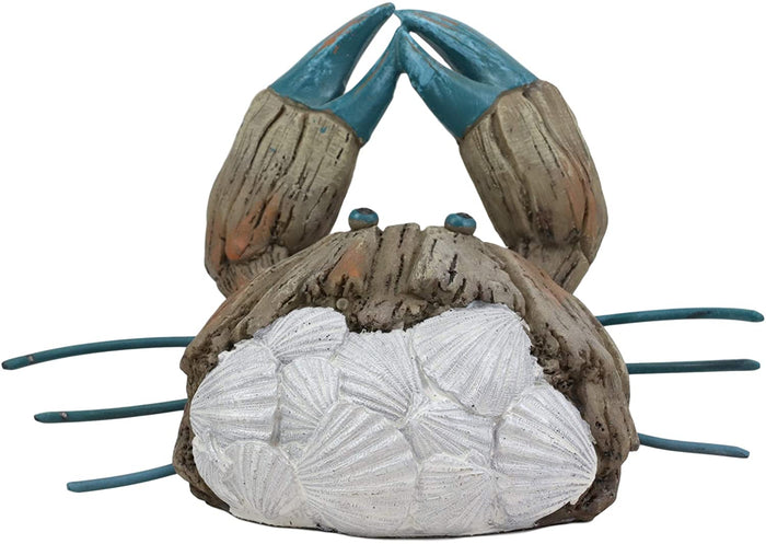 ebros gift Ebros Ocean Marine Pincer Crab with Sea Shells Resin Decorative Figurine 7.25" L