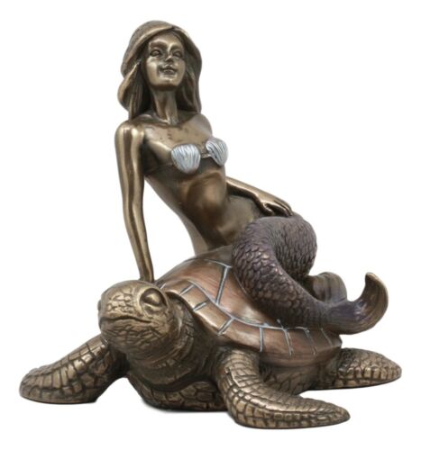 Ebros Gift Ebros Ocean Mermaid Riding On Sea Turtle Statue Nautical Sirens Of The Seas Coral Reef