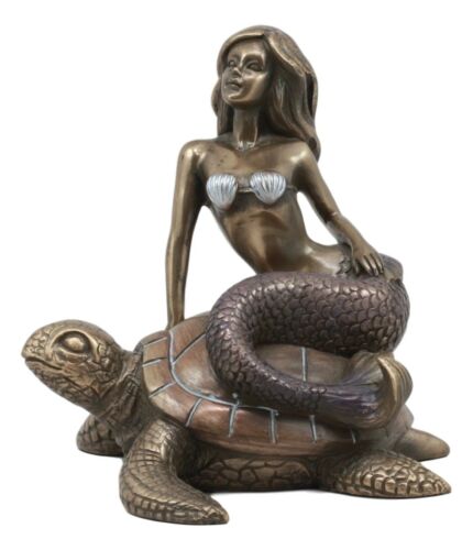 Ebros Gift Ebros Ocean Mermaid Riding On Sea Turtle Statue Nautical Sirens Of The Seas Coral Reef
