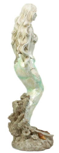 Ebros Gift Ebros Ocean Turquoise Mermaid Sitting On Starfish Coral Bed Rock Figurine 18"H