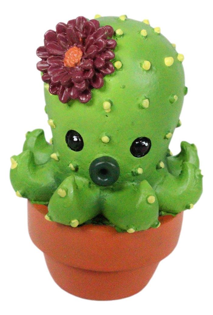 Ebros Gift Ebros Octoprickles Octopus Faux Succulent Cactus With Flower In A Pot Mini Figurine