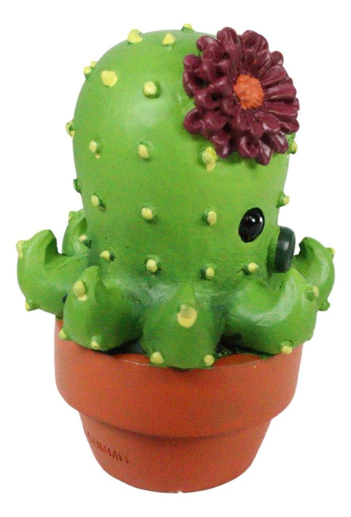 Ebros Gift Ebros Octoprickles Octopus Faux Succulent Cactus With Flower In A Pot Mini Figurine
