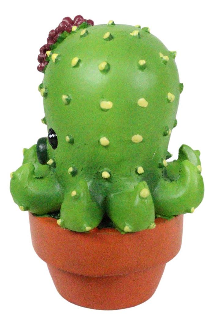 Ebros Gift Ebros Octoprickles Octopus Faux Succulent Cactus With Flower In A Pot Mini Figurine