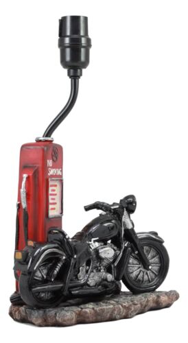 Ebros Gift Ebros Old Fashioned Gas Pump Retro Bike Motorcycle Desktop Table Lamp W/ Shade