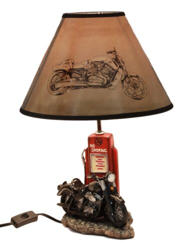 ebros gift Ebros Old Fashioned Gas Pump Retro Bike Motorcycle Desktop Table Lamp W/ Shade