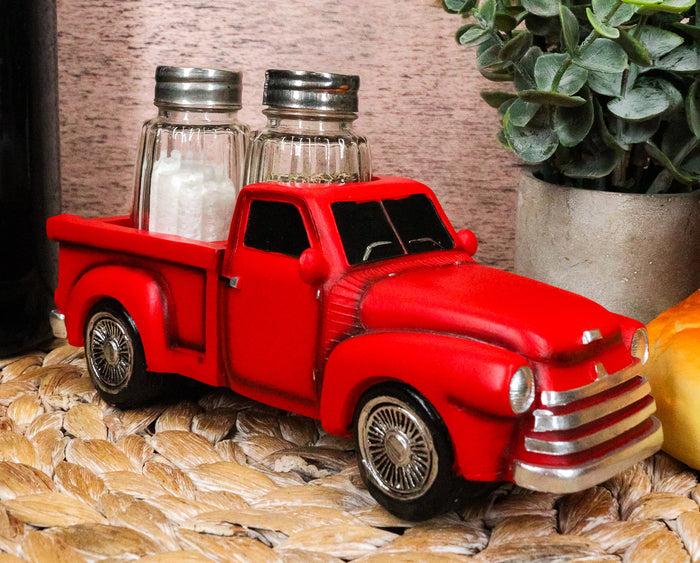ebros gift Ebros Old Fashioned Red Pickup Truck Holder For Glass Salt And Pepper Shakers