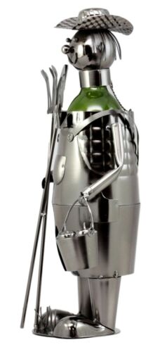 Ebros Gift Ebros Old Rural Country Farmer With Shovel & Pitchfork Wine Holder Steel Metal Decor