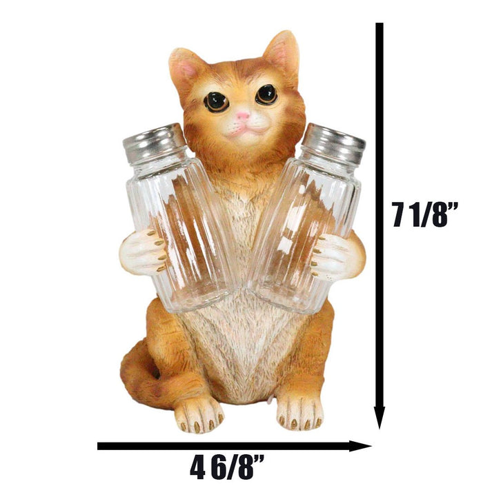Ebros Gift Ebros Orange Tabby Kitty Cat Hugging Spice Salt Pepper Shakers Holder 8.25"H