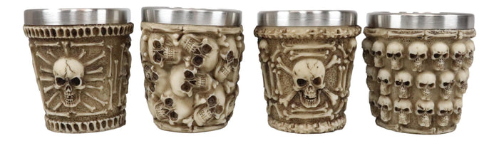 Ebros Gift Ebros Ossuary Macabre Morphing Skulls & Skeleton Bones 3D Shot Glasses Set Of 4