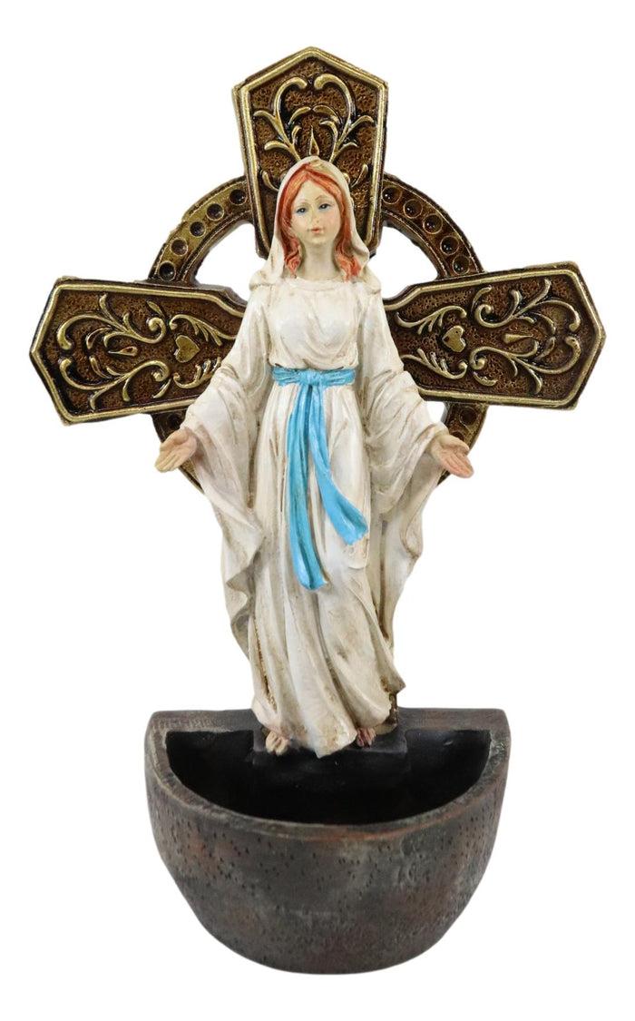Ebros Gift Ebros Our Lady Of Grace Mary Wall Mounted Or Desktop Dresser Plaque Holy Water Font