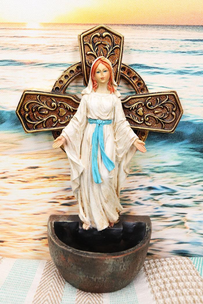 ebros gift Ebros Our Lady of Grace Mary Wall Mounted Or Desktop Dresser Plaque Holy Water Font