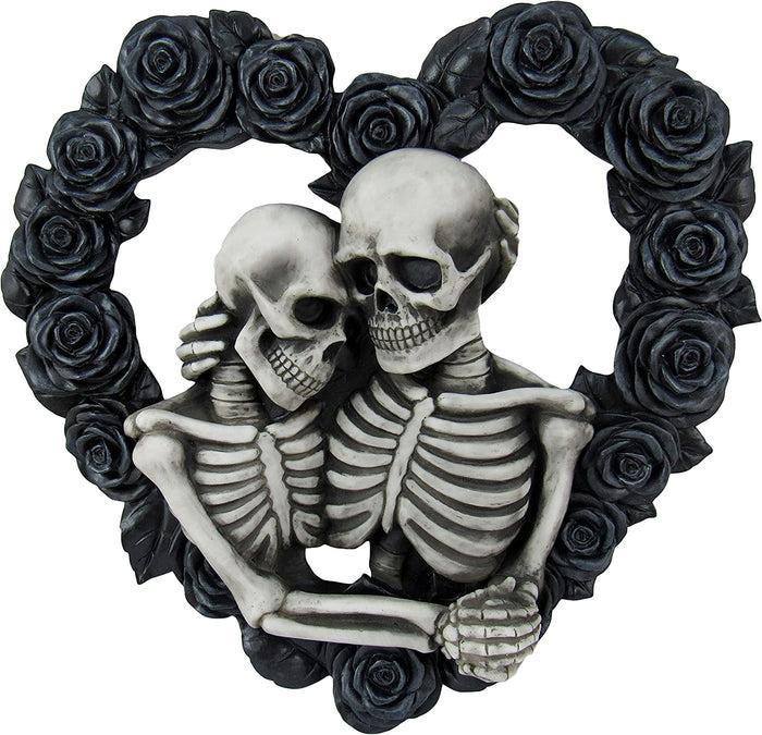 Ebros Gift Ebros Our Love Is Eternal Skeleton Lovers On Black Rose Wreath Wall Sculpture