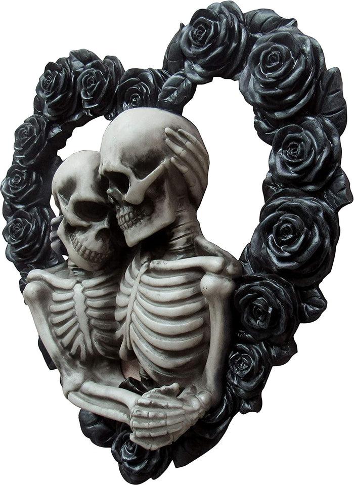 Ebros Gift Ebros Our Love Is Eternal Skeleton Lovers On Black Rose Wreath Wall Sculpture
