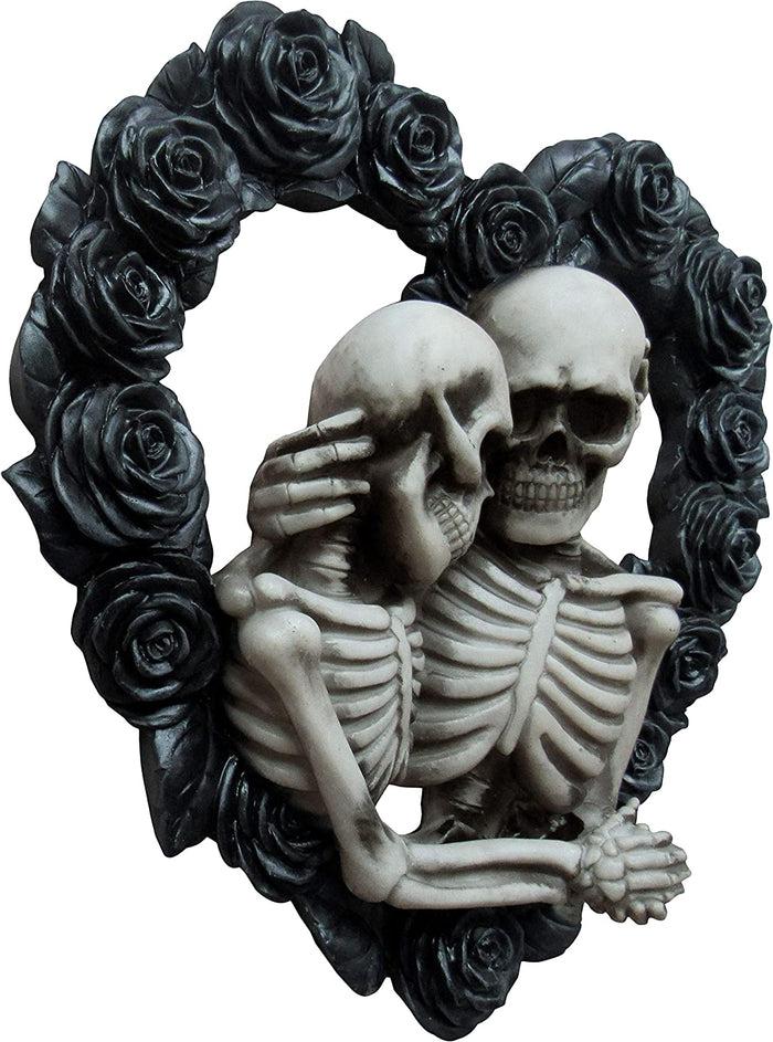 Ebros Gift Ebros Our Love Is Eternal Skeleton Lovers On Black Rose Wreath Wall Sculpture