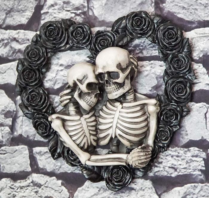 ebros gift Ebros Our Love is Eternal Skeleton Lovers on Black Rose Wreath Wall Sculpture
