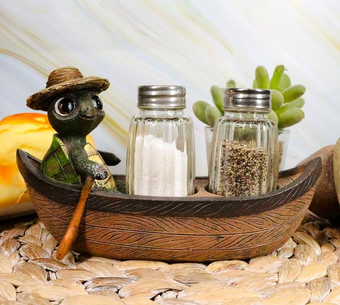 ebros gift Ebros Outdoor River Camper Turtle Rowing Boat Salt Pepper Shakers Holder 7"L