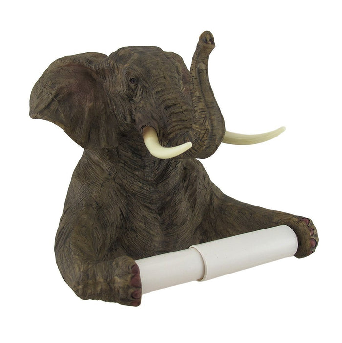 Ebros Gift Ebros Pachyderm Servant Safari Elephant Holding Toilet Tissue Paper Holder