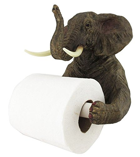 Ebros Gift Ebros Pachyderm Servant Safari Elephant Holding Toilet Tissue Paper Holder