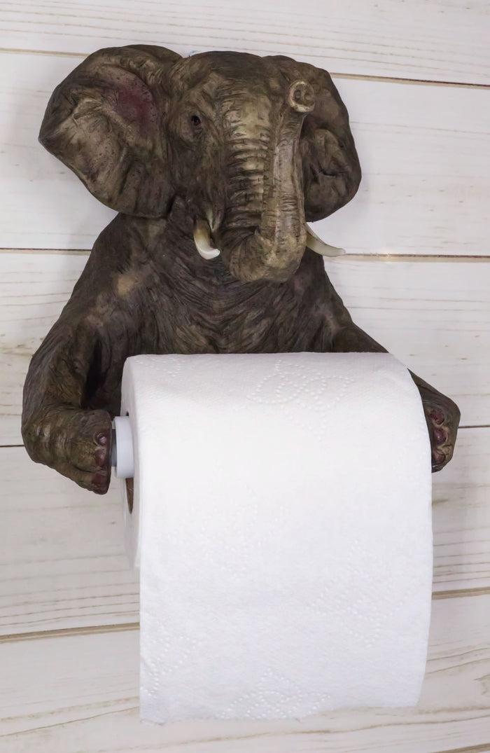 ebros gift Ebros Pachyderm Servant Safari Elephant Holding Toilet Tissue Paper Holder