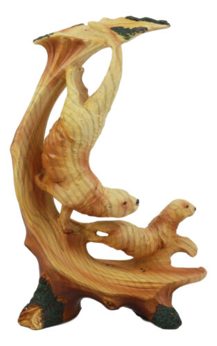 Ebros Gift Ebros Pacific Ocean Sea Otters Statue 9" Tall Faux Wood Resin Marine Weasel Sea Otters Family Scene Figurine
