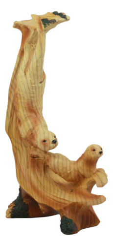 Ebros Gift Ebros Pacific Ocean Sea Otters Statue 9" Tall Faux Wood Resin Marine Weasel Sea Otters Family Scene Figurine