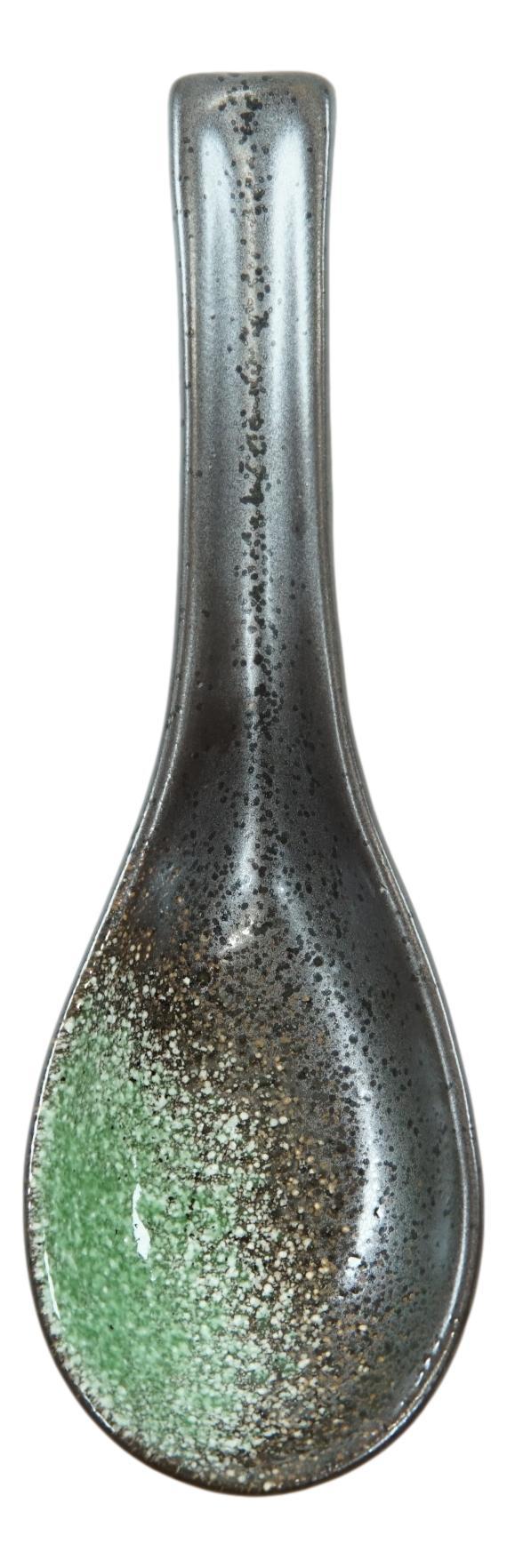 Ebros Gift Ebros Pack Of 10 Artistic Green And Black Gradient Ceramic Zen Ladle Hook Soup Spoons