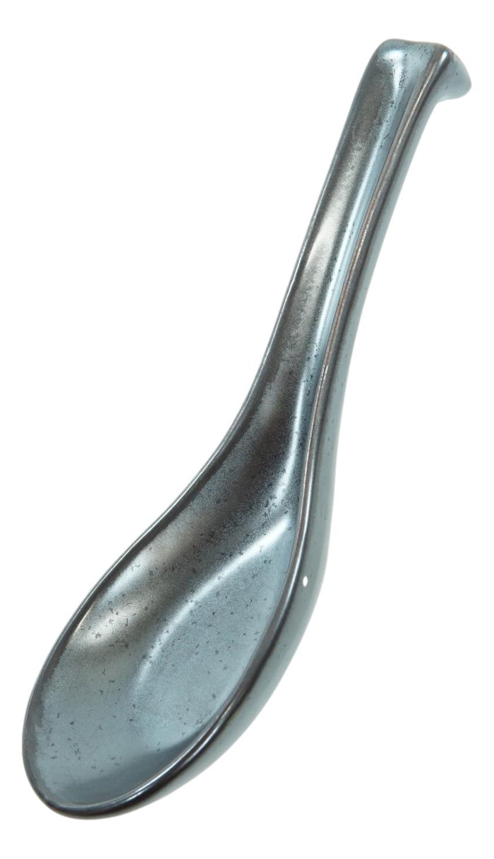 Ebros Gift Ebros Pack Of 10 Artistic Semi Shiny Gunmetal Black Ceramic Zen Ladle Hook Soup Spoons