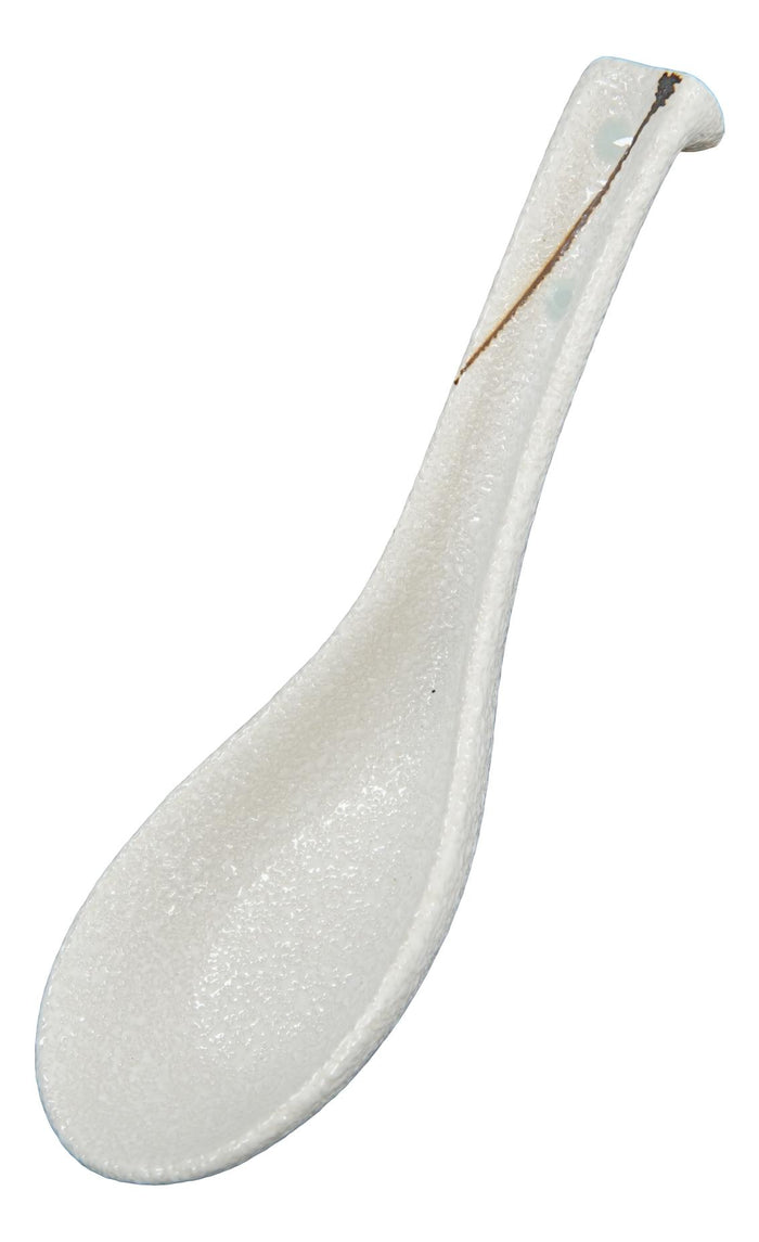Ebros Gift Ebros Pack Of 10 Artistic Textured Speckled White Ceramic Zen Ladle Hook Soup Spoons