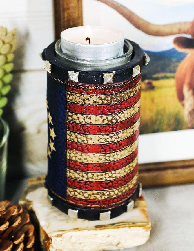 ebros gift Ebros Pack of 2 Patriotic Betsy Ross American Flag Decorative Candle Holder