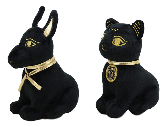 Ebros Gift Ebros Pack Of 2 Small Bastet And Anubis Plush Toys Soft Dolls Collectible Set 5"